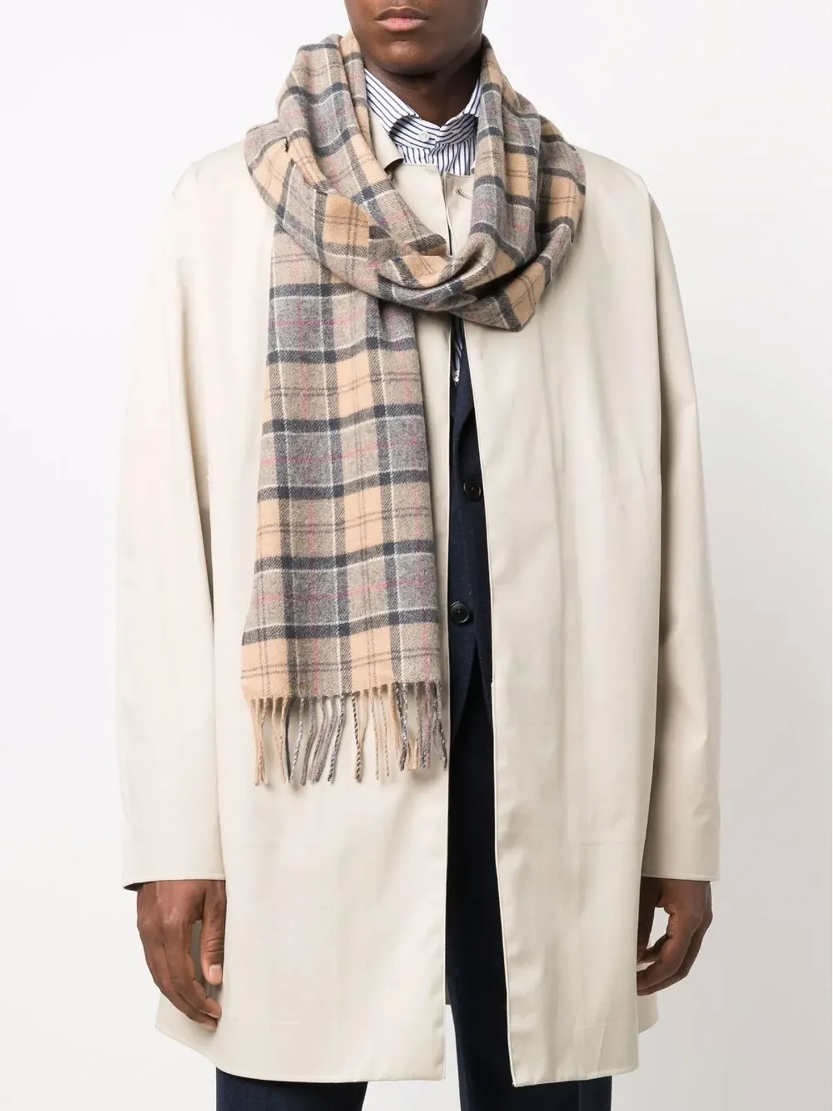 Barbour タータンチェック柄スカーフ - ベージュ - 画像2