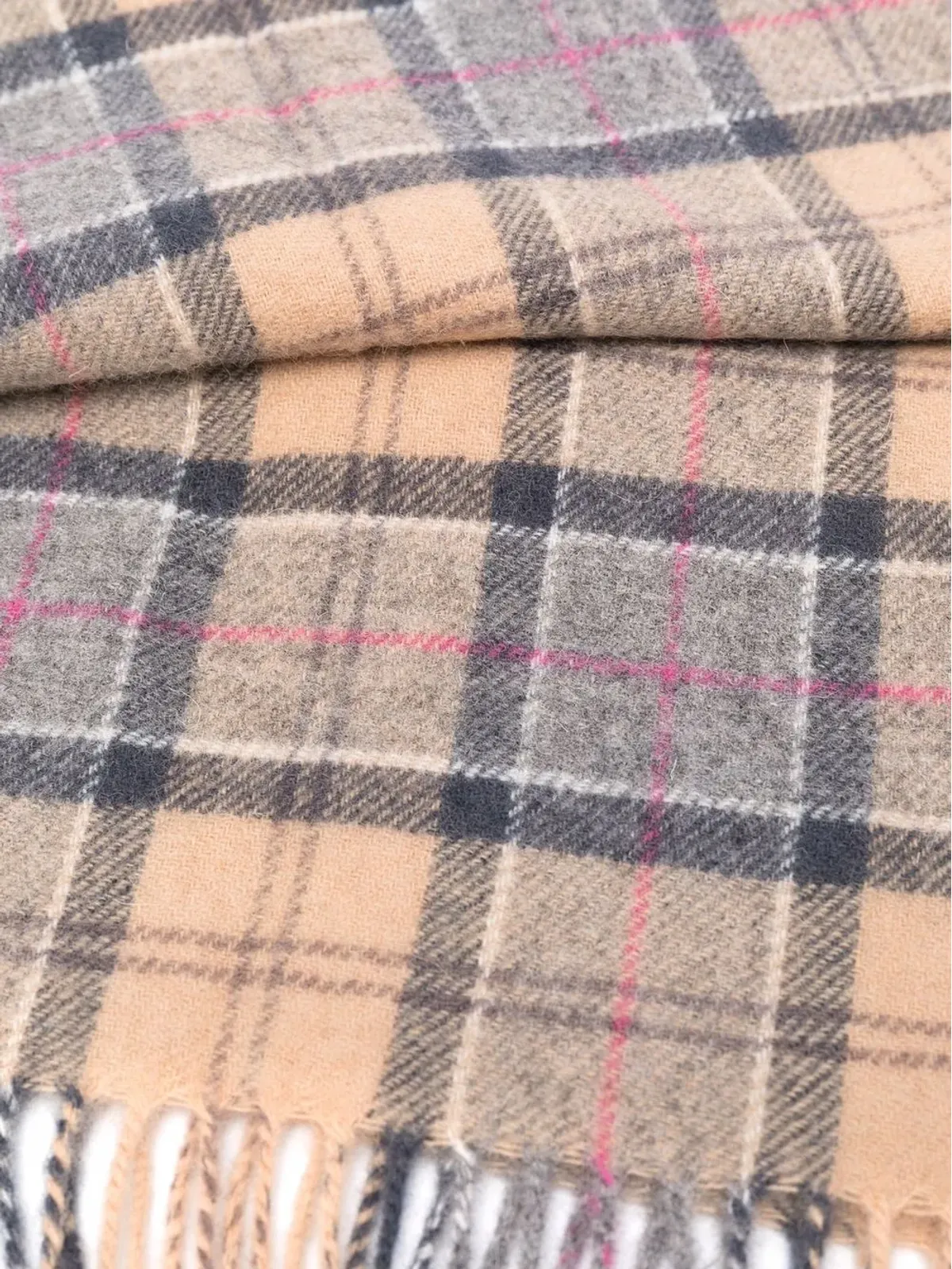 Barbour タータンチェック柄スカーフ - ベージュ - 画像3