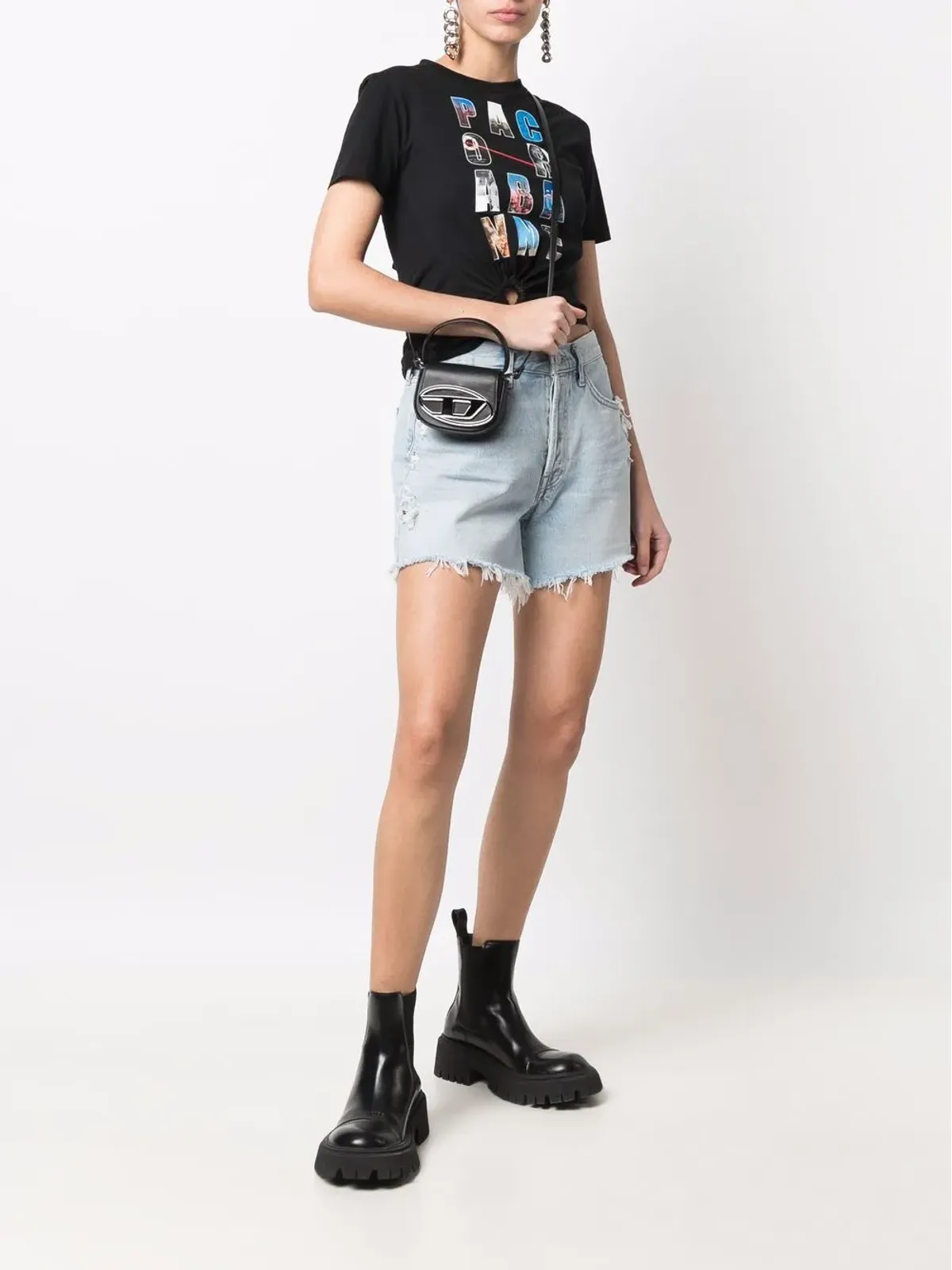 Diesel leather crossbody bag - Black - 画像2