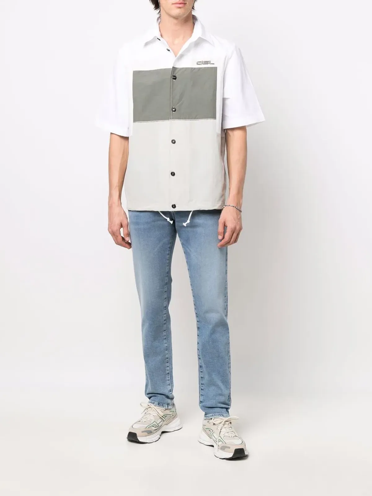 Diesel 刺繍ロゴ入りカラー・ブロックシャツ - 画像2