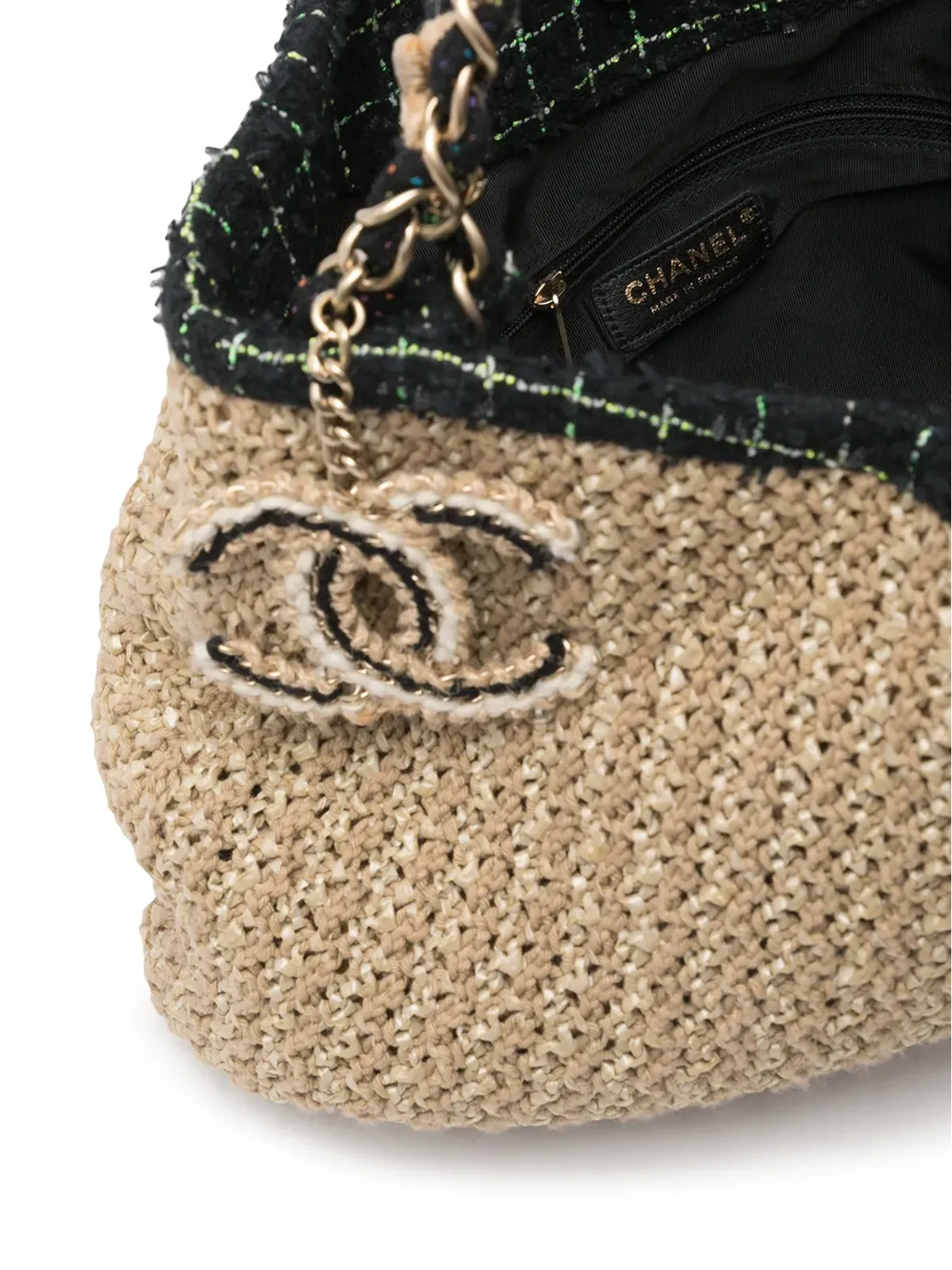 CHANEL Pre-Owned Caméliaパッチ織りショルダーバッグ - 画像5