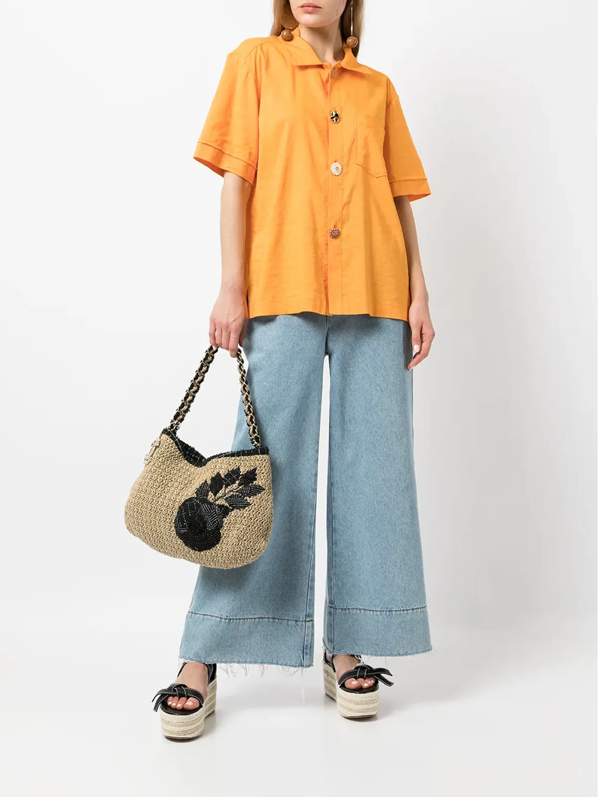 CHANEL Pre-Owned Caméliaパッチ織りショルダーバッグ - 画像2