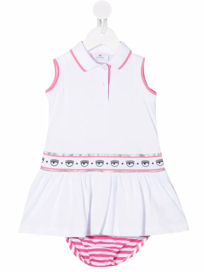 Chiara Ferragni Kids Chiara Ferragni Kids ロゴマニア ポロシャツドレス - ホワイトの商品画像