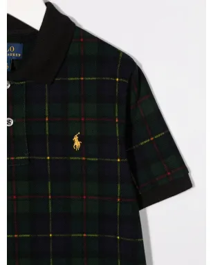 POLO RALPH LAUREN KIDS チェック柄ポロシャツ - グリーン - サムネイル3
