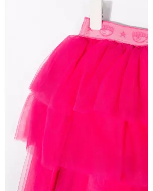 Chiara Ferragni Kids ロゴ入りウエストバンド チュールスカート - サムネイル3