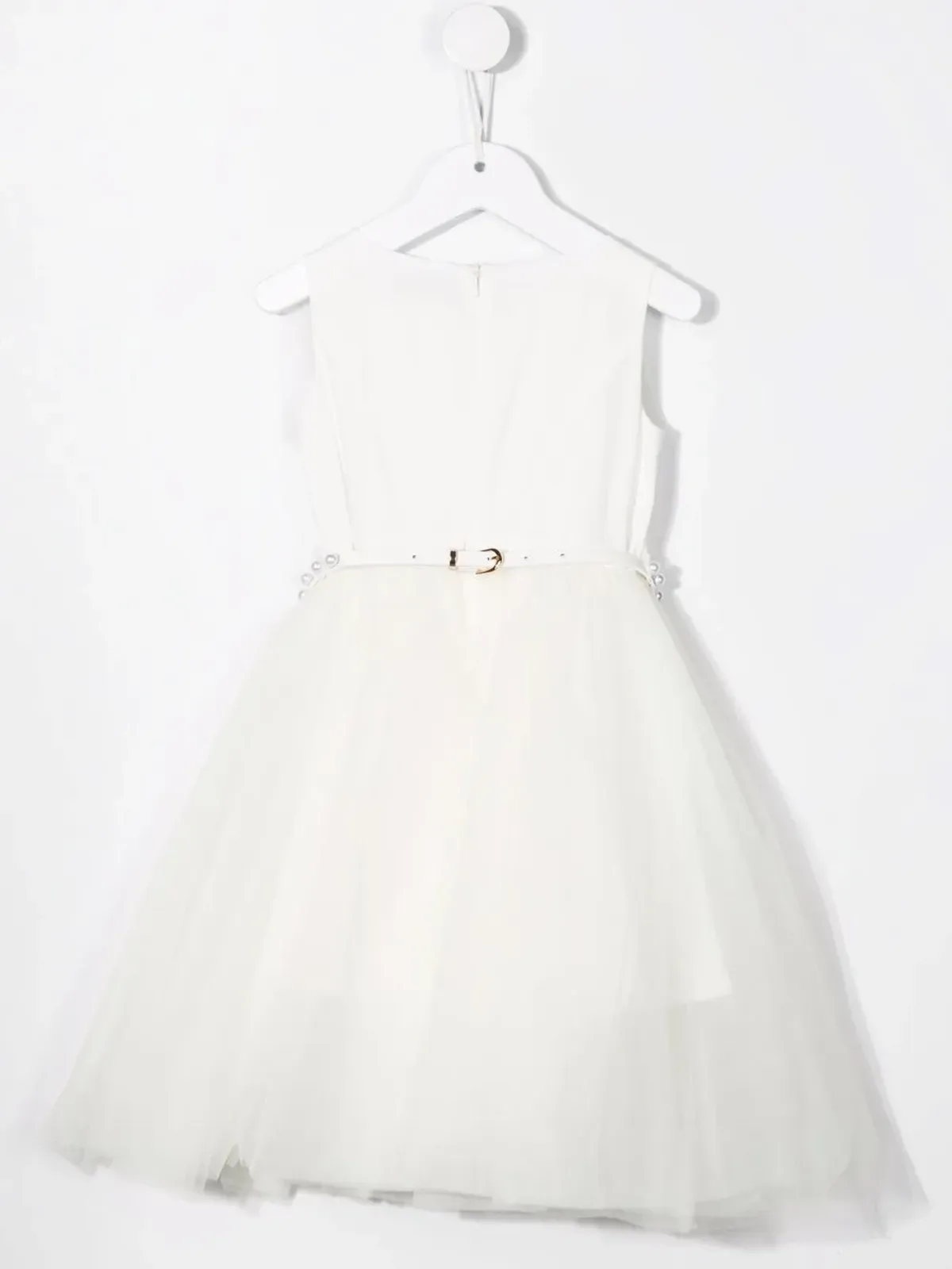 Monnalisa pearl-belted dress - White - 画像2