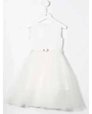 Monnalisa pearl-belted dress - White - サムネイル2