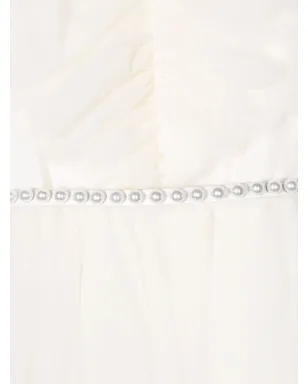 Monnalisa pearl-belted dress - White - サムネイル3