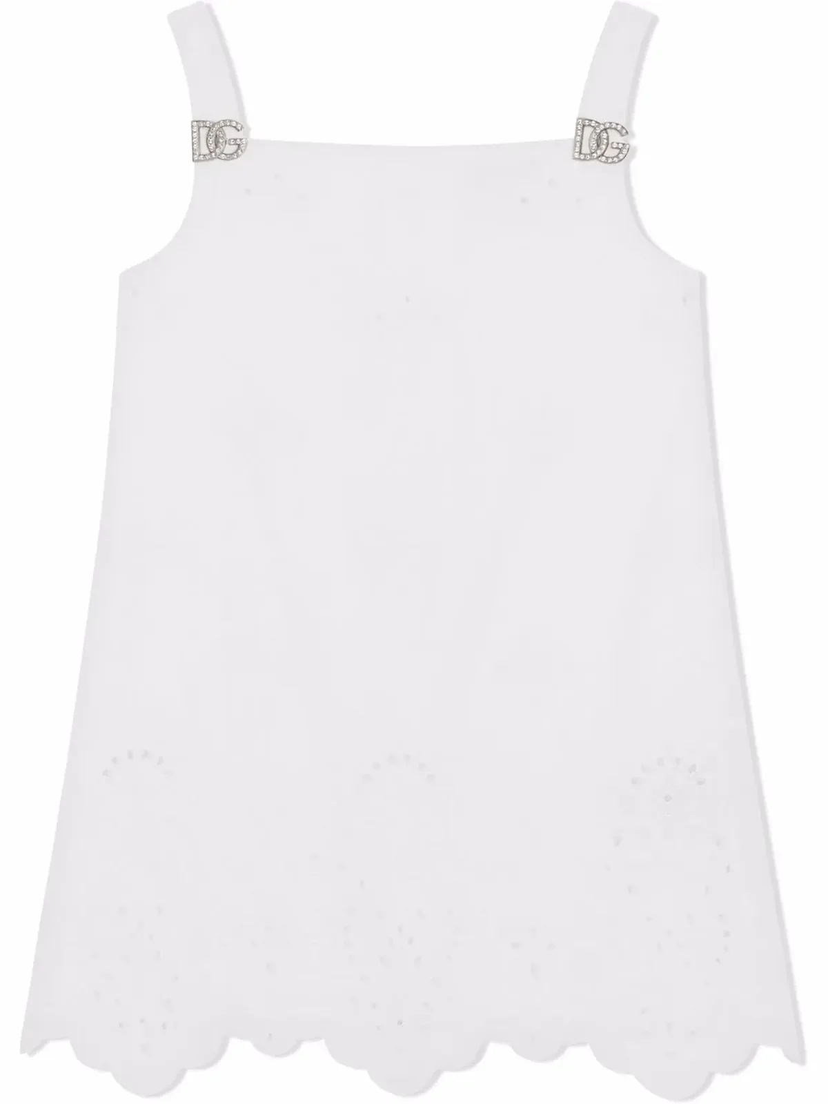 Dolce & Gabbana Kids broderie-anglaise pinafore dress ホワイト - 画像1