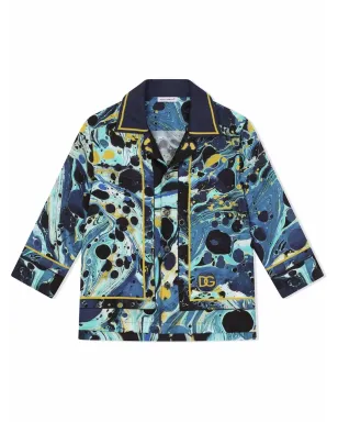 Dolce & Gabbana Kids graphic-print silk pajama top - Blue - サムネイル1