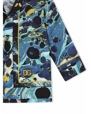 Dolce & Gabbana Kids graphic-print silk pajama top - Blue - サムネイル3