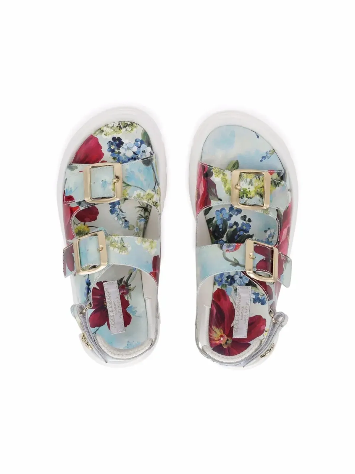 Dolce & Gabbana Kids 花柄プリント ダブルバックル サンダル - 画像4