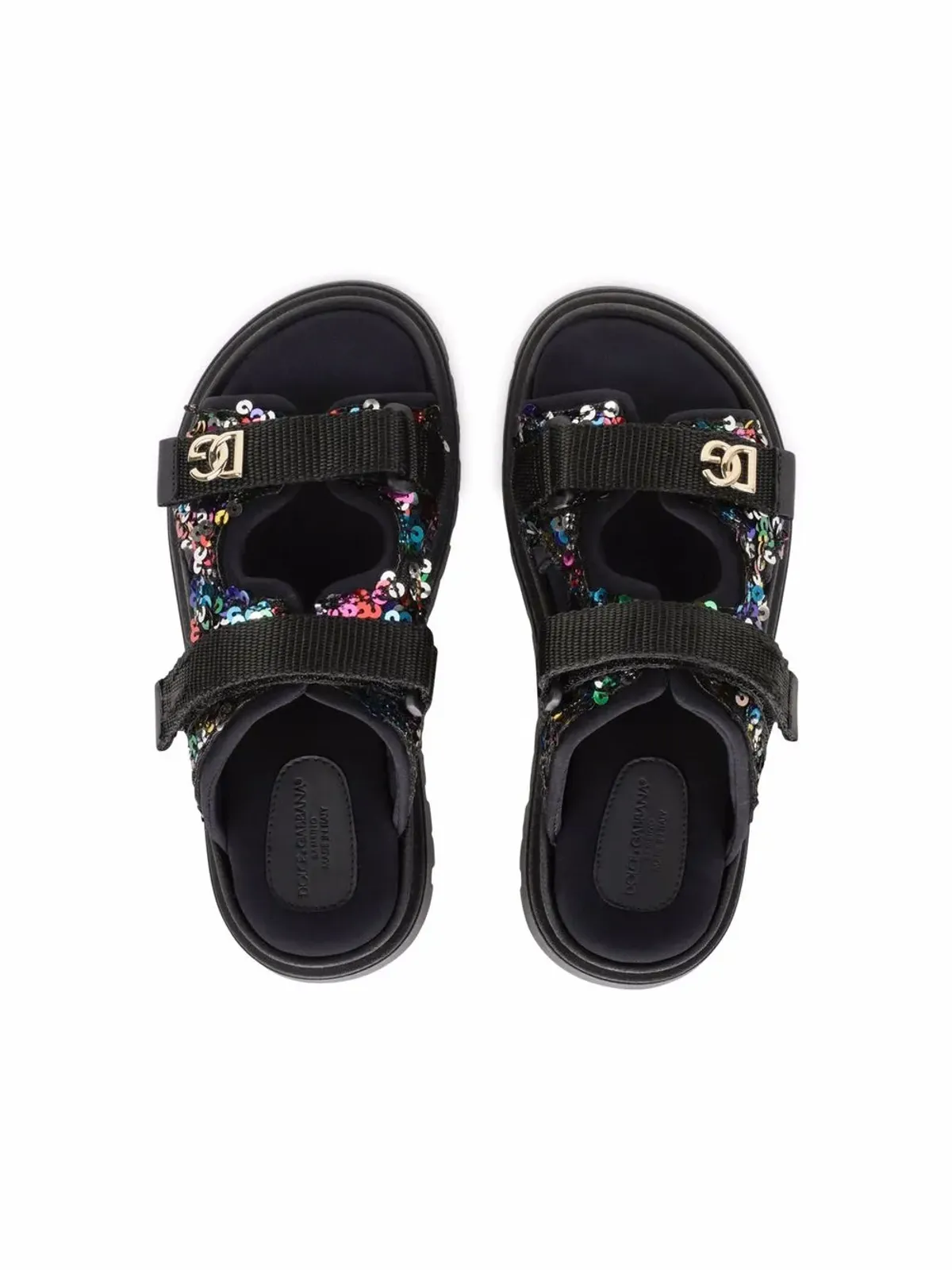 Dolce & Gabbana Kids スパンコール付きタッチストラップサンダル - 画像4