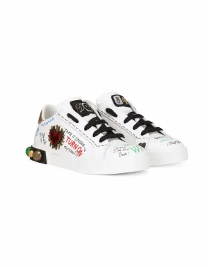 Dolce & Gabbana Kids Portofino DG King レザー スニーカー - サムネイル1