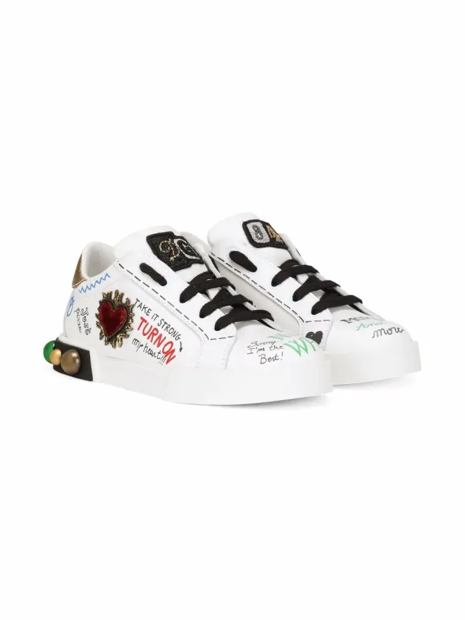 Dolce & Gabbana Kids Dolce & Gabbana Kids Portofino DG King レザー スニーカーの商品画像