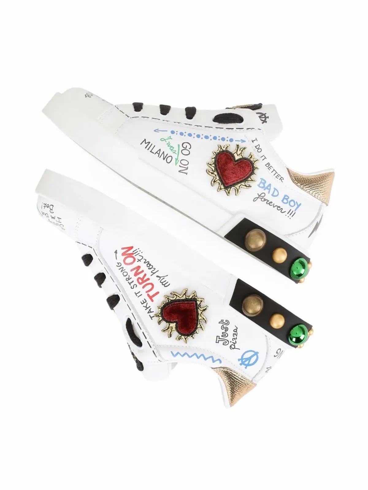 Dolce & Gabbana Kids Portofino DG King レザー スニーカー - 画像5