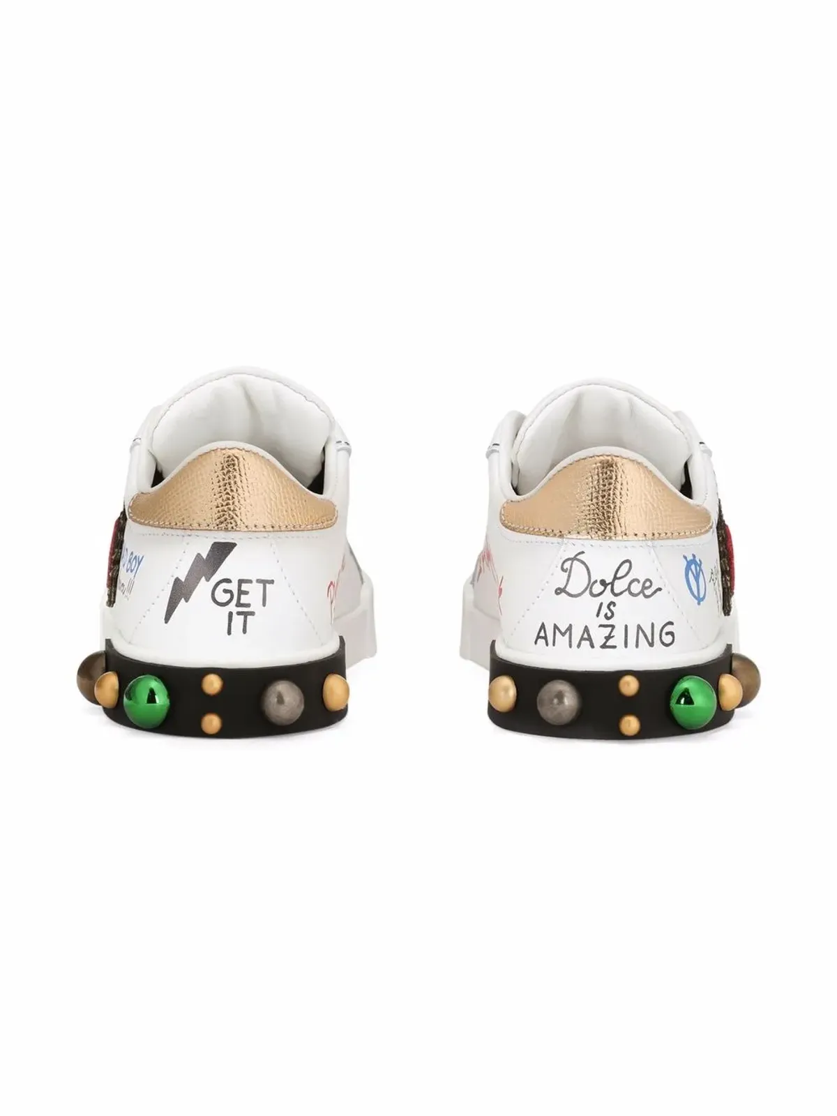 Dolce & Gabbana Kids Portofino DG King レザー スニーカー - 画像3