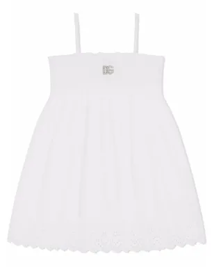 Dolce & Gabbana Kids 刺繍入りポプリン サンドレス - White - サムネイル1