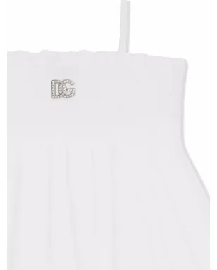 Dolce & Gabbana Kids 刺繍入りポプリン サンドレス - White - サムネイル3