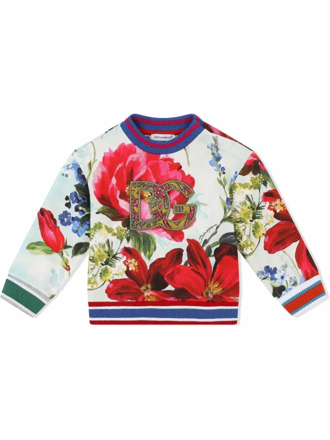 Dolce & Gabbana Kids Dolce & Gabbana Kids 花柄プリント アップリケロゴ入り スウェットシャツの商品画像
