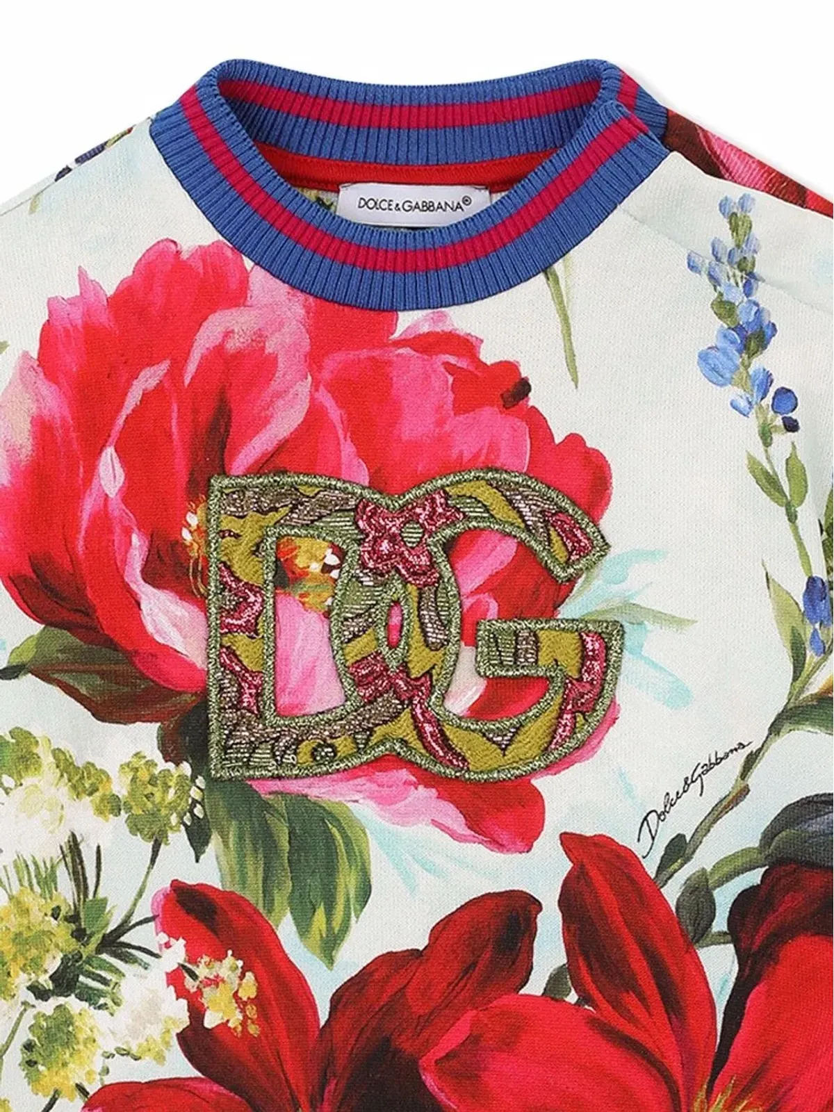 Dolce & Gabbana Kids 花柄プリント アップリケロゴ入り スウェットシャツ - 画像3