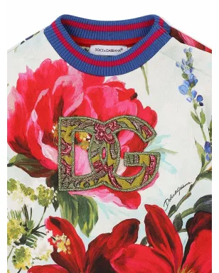 Dolce & Gabbana Kids 花柄プリント アップリケロゴ入り スウェットシャツ - サムネイル3