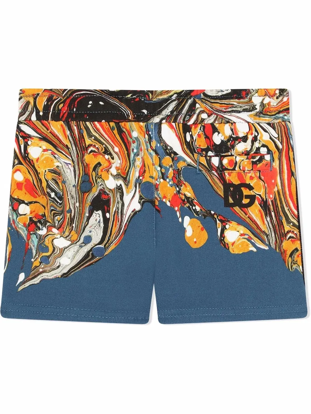 Dolce & Gabbana Kids マーブル柄コットン トラックショーツ - ブルー - 画像2