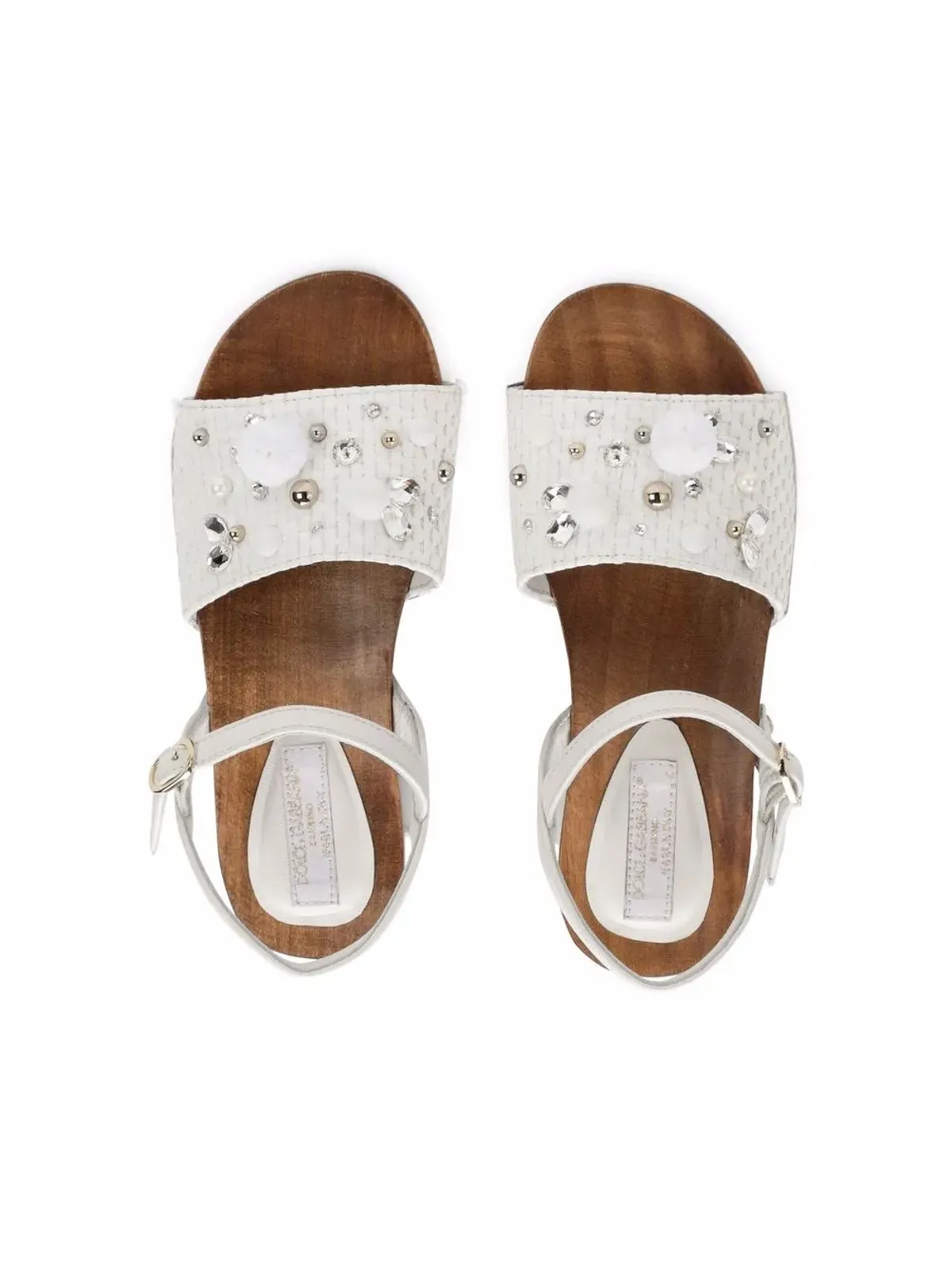 Dolce & Gabbana Kids embellished leather sandals - White - 画像4