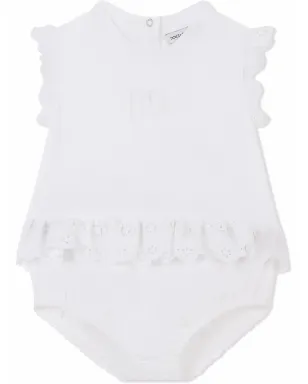 Dolce & Gabbana Kids ブロderie-anglaise ポプリン ロンパー - サムネイル1