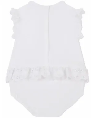 Dolce & Gabbana Kids ブロderie-anglaise ポプリン ロンパー - サムネイル2
