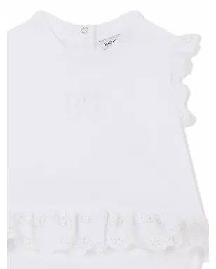 Dolce & Gabbana Kids ブロderie-anglaise ポプリン ロンパー - サムネイル3