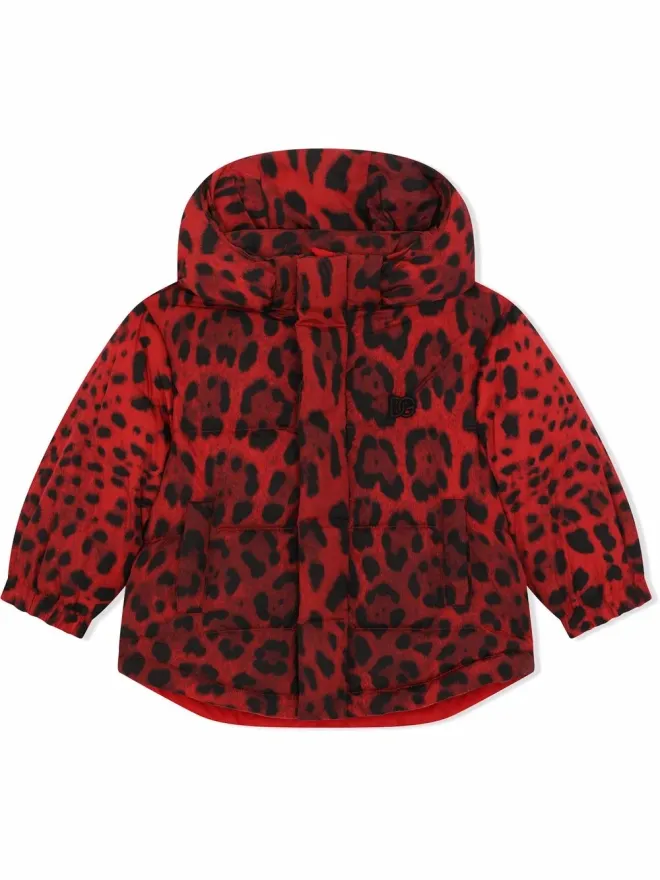 Dolce & Gabbana Kids Dolce & Gabbana Kids レオパード柄パデッドジャケットの商品画像