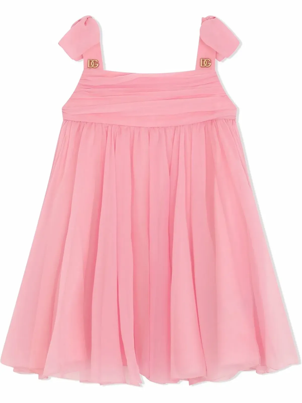 Dolce & Gabbana Kids ピンクのシフォンシルクドレス - 画像1