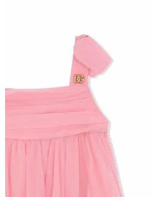 Dolce & Gabbana Kids ピンクのシフォンシルクドレス - サムネイル3