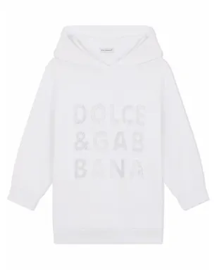 Dolce & Gabbana Kids オープンワークロゴ フーディードレス - サムネイル1