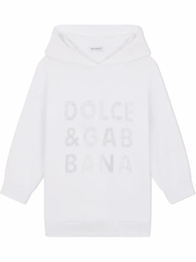 Dolce & Gabbana Kids Dolce & Gabbana Kids オープンワークロゴ フーディードレスの商品画像
