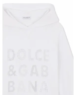 Dolce & Gabbana Kids オープンワークロゴ フーディードレス - サムネイル3