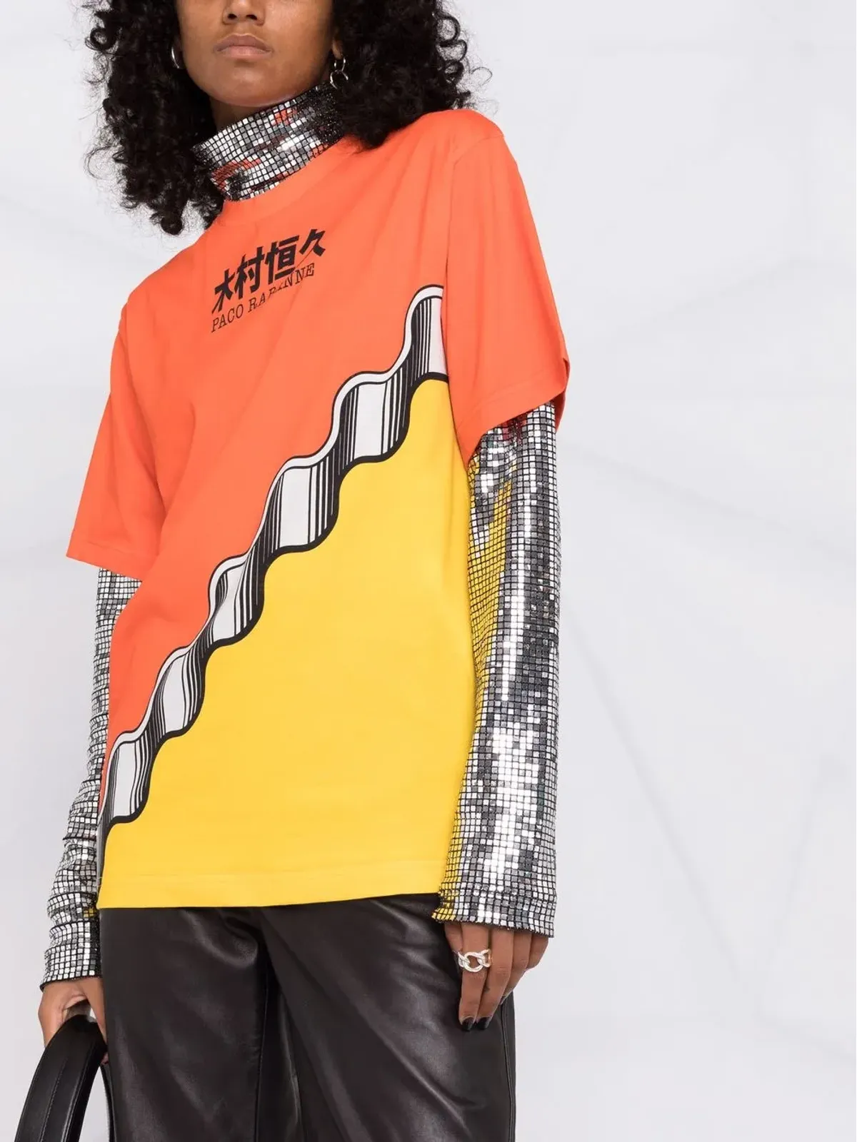 Rabanne x Kimura オーガニックコットン カラーブロック Tシャツ - 画像5