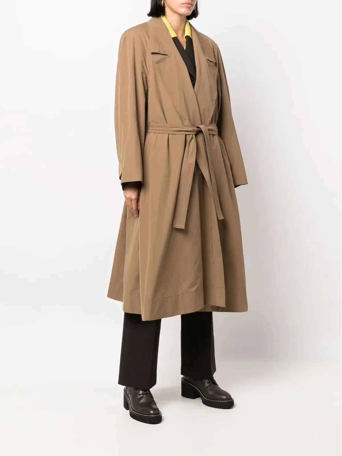 Low Classic ベルト付きノッチドラペル シングルブレストコート - 画像3