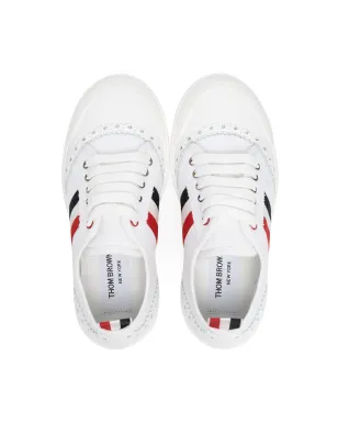 Thom Browne Kids ストライプディテール ロートップ レザースニーカー - サムネイル3