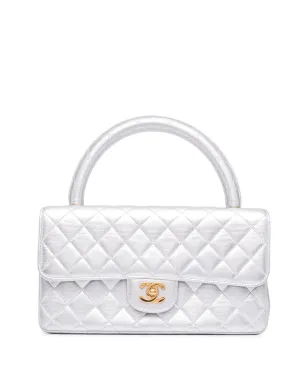 CHANEL Pre-Owned ダイヤモンドキルティング 長方形型ハンドバッグ シルバー - サムネイル1