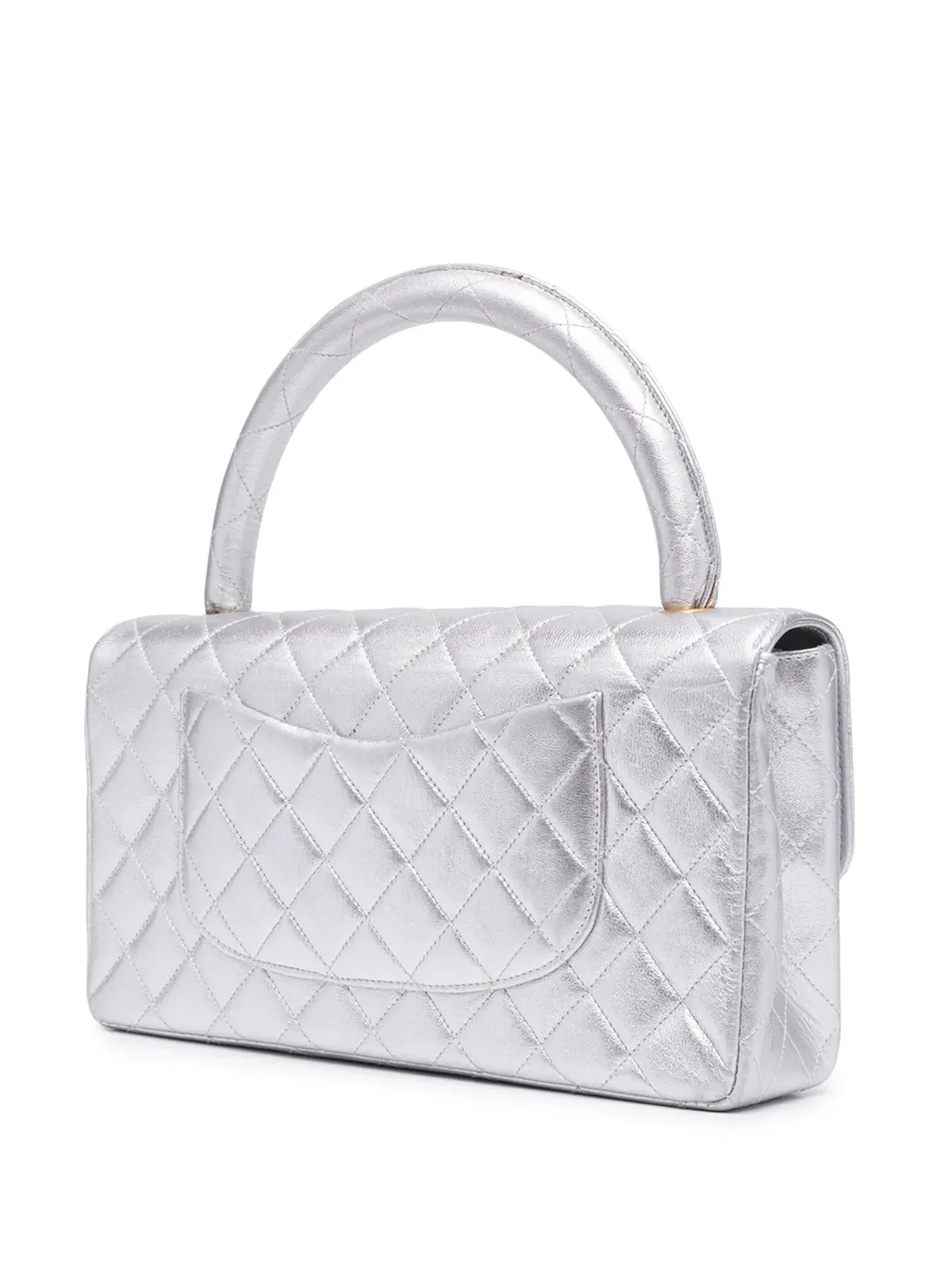 CHANEL Pre-Owned ダイヤモンドキルティング 長方形型ハンドバッグ シルバー - 画像3