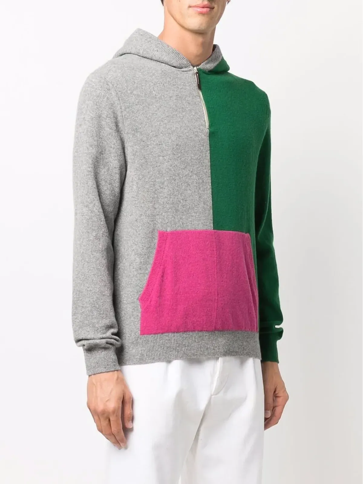Mackintosh カラーブロック編みフーディ - グリーン - 画像3