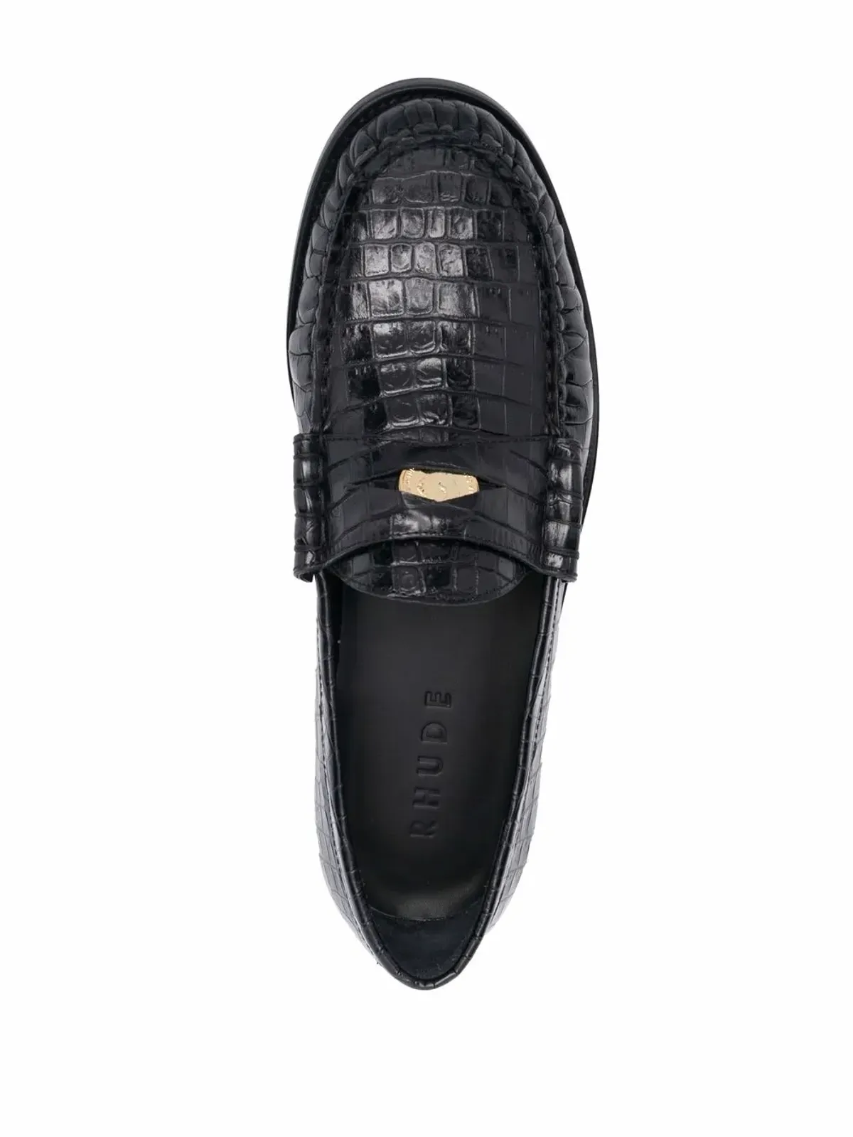 RHUDE クロコダイルエフェクト レザー ローファー - ブラック - 画像4