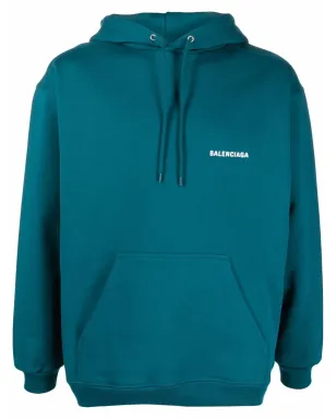 Balenciaga ロゴ刺繍フーディ ブルー - サムネイル1