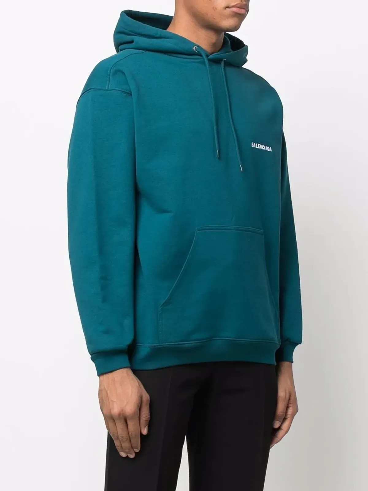 Balenciaga ロゴ刺繍フーディ ブルー - 画像5