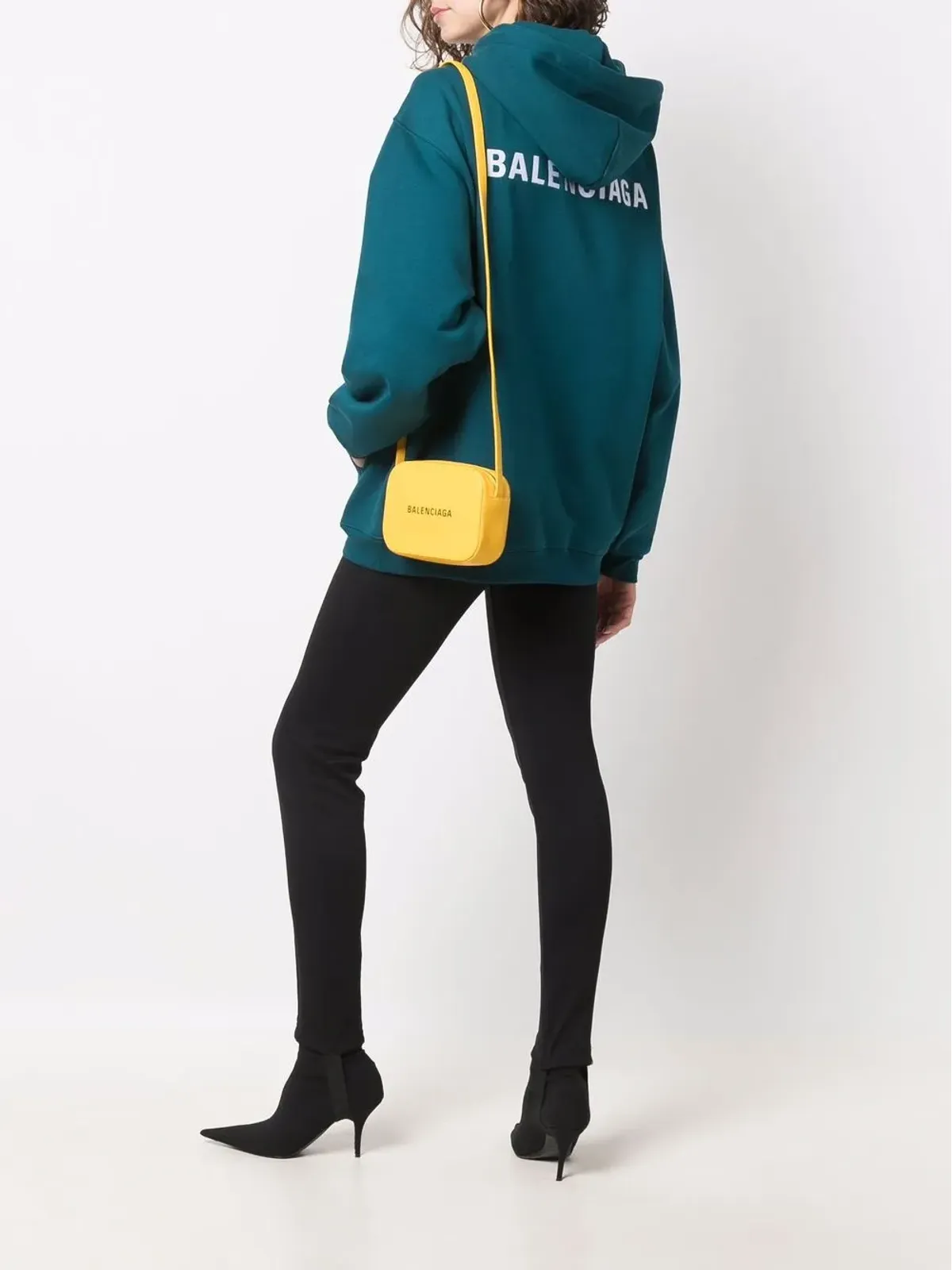Balenciaga ロゴ刺繍フーディ ブルー - 画像3
