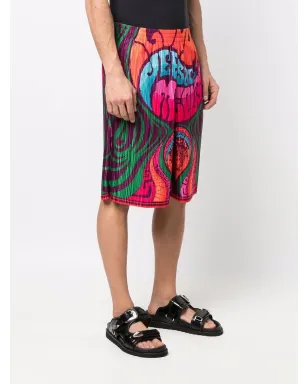 Versace ロゴプリント・プリーツショーツ - オレンジ - サムネイル3