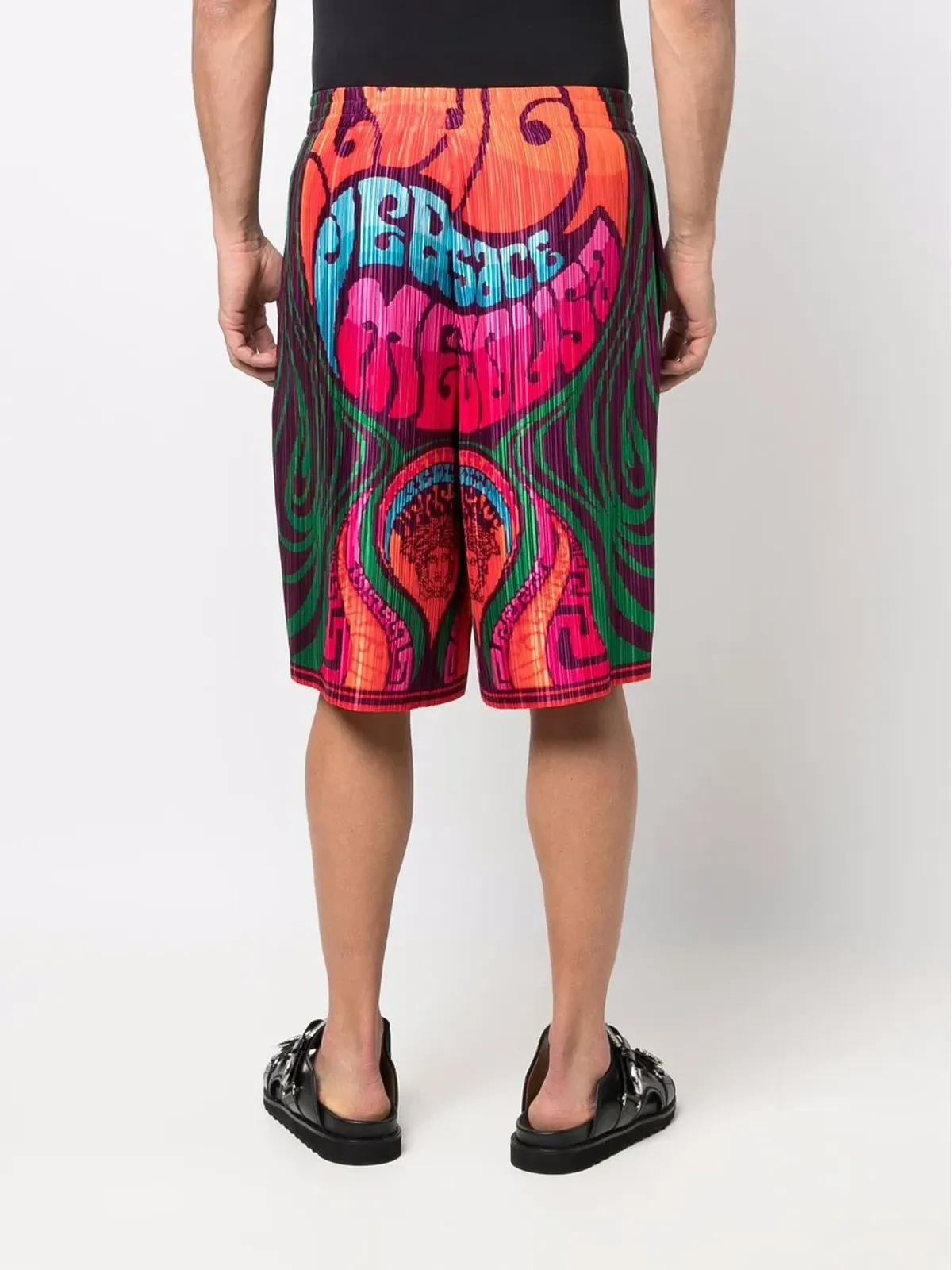 Versace ロゴプリント・プリーツショーツ - オレンジ - 画像4