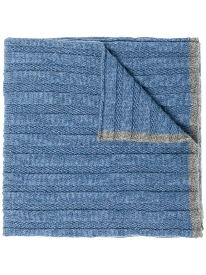 Brunello Cucinelli Brunello Cucinelli リブ編みカシミヤスカーフ（ブルー）の商品画像